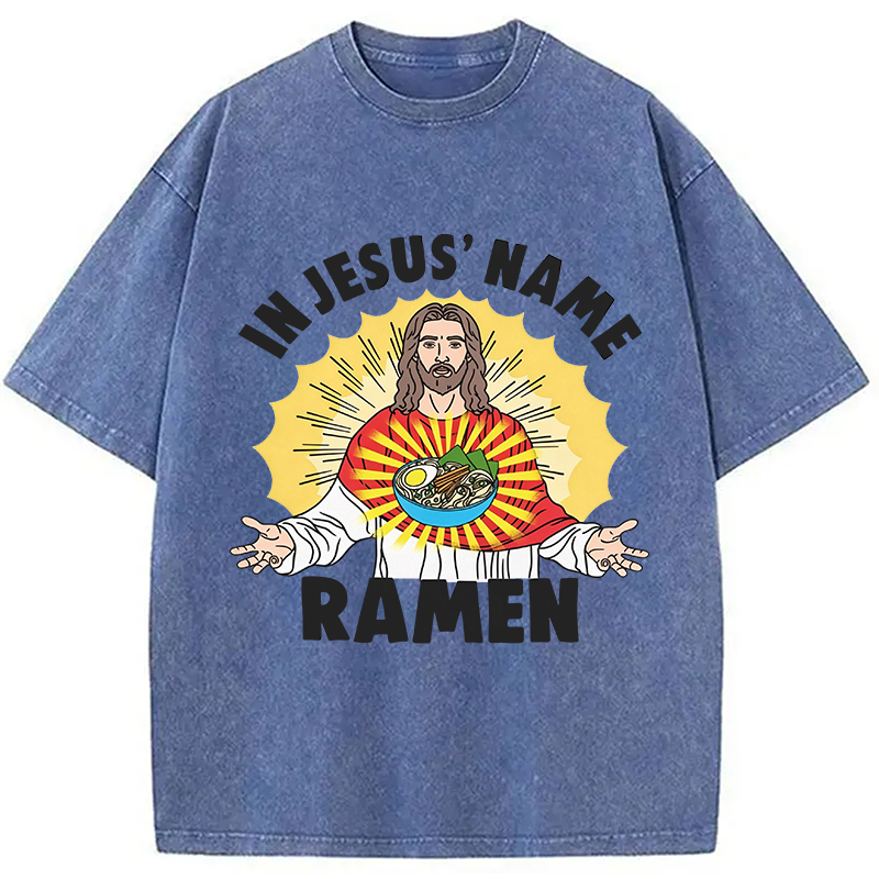 Tokyocanvas In Jesus' Name Ramen Washed T-Shirt