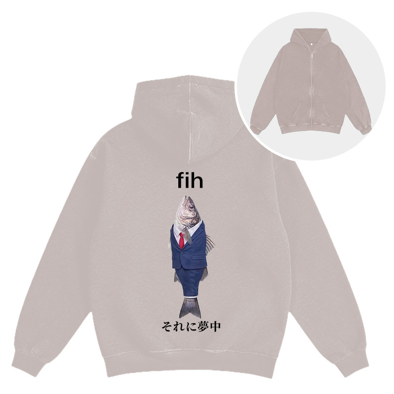 Tokyocanvas Stupid Fih Washed Zip Hoodie