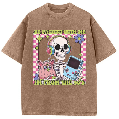 Tokyocanvas Please Be Patient Skull Meme Washed T-Shirt