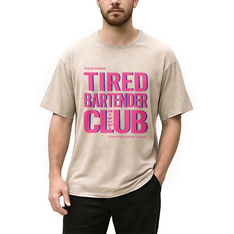 Tokyocanvas Tired Bartender Club Japanese Katakana Vintage Washed T-Shirt