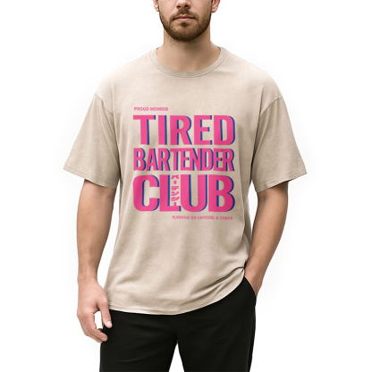 Tokyocanvas Tired Bartender Club Japanese Katakana Vintage Washed T-Shirt