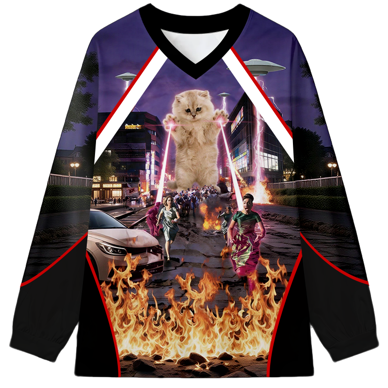 Tokyocanvas Angry Cat Long Sleeve Graphic Print T-Shirt