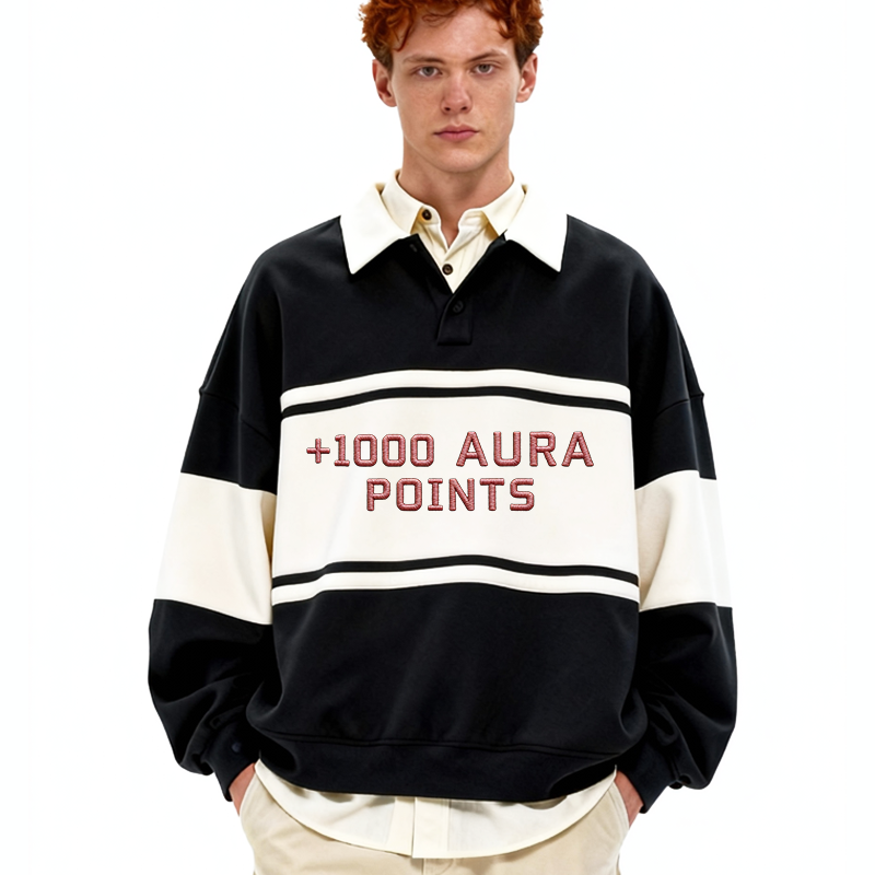 Tokyocanvas Plus 1000 Aura points Polo Embroidered Sweatshirt