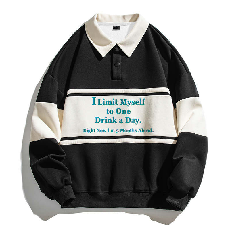 Tokyocanvas One Drink A Day Polo Embroidered Sweatshirt