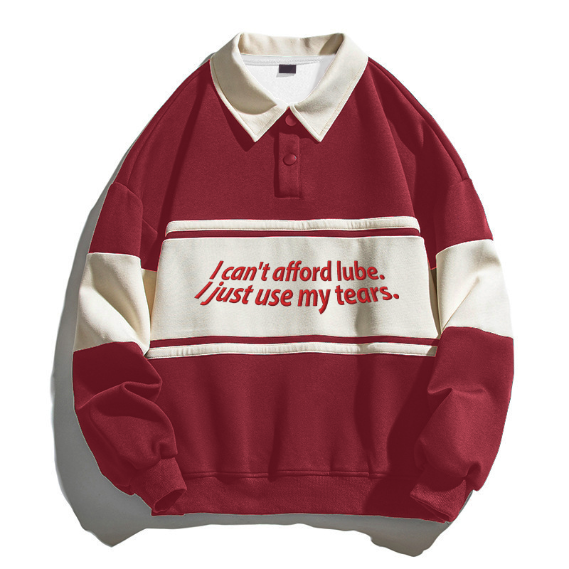 Tokyocanvas I Can't Afford Lube Polo Embroidered Sweatshirt