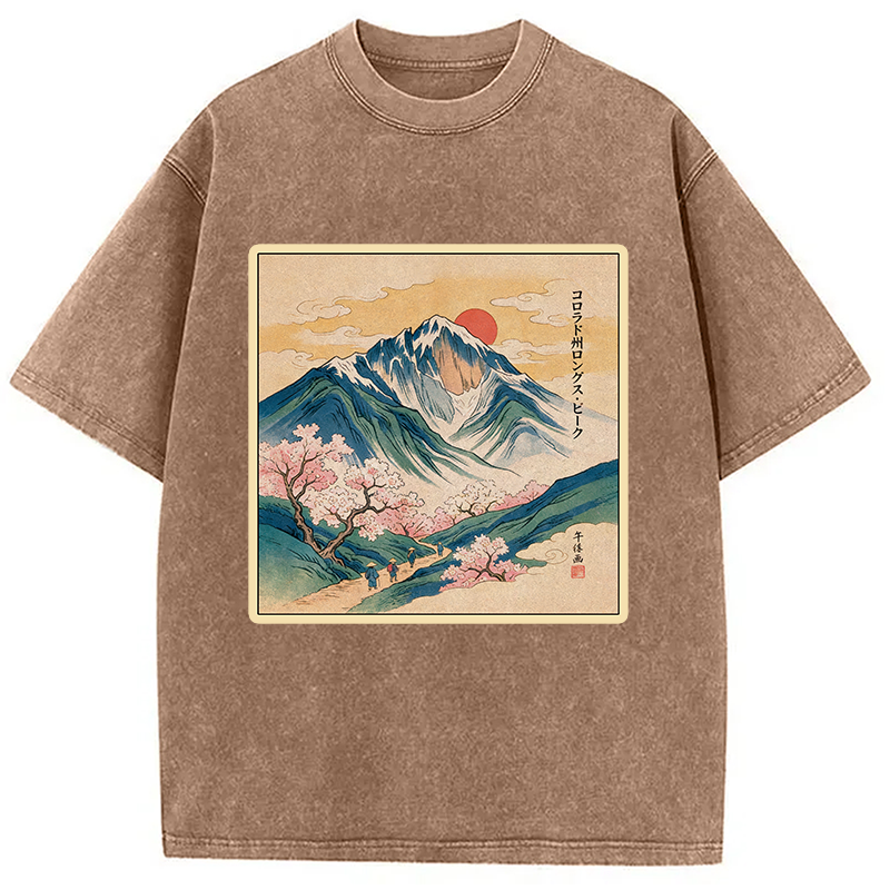 Tokyocanvas CVintage Japanese Mountain Sakura Washed T-Shirt