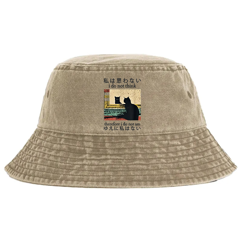 Tokyocanvas I Do Not Think Therefore I Do Not Am Washed Bucket Hat