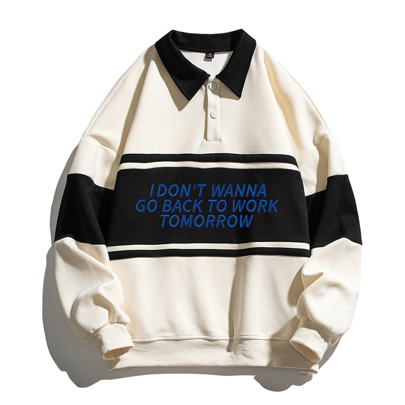 Tokyocanvas Don't Want Work Polo Embroidered Sweatshirt