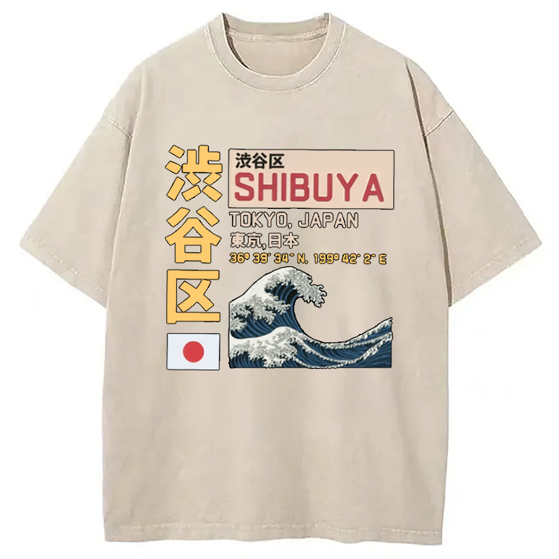 Tokyocanvas Shibuya Tokyo Japan Acid Washed T-Shirt