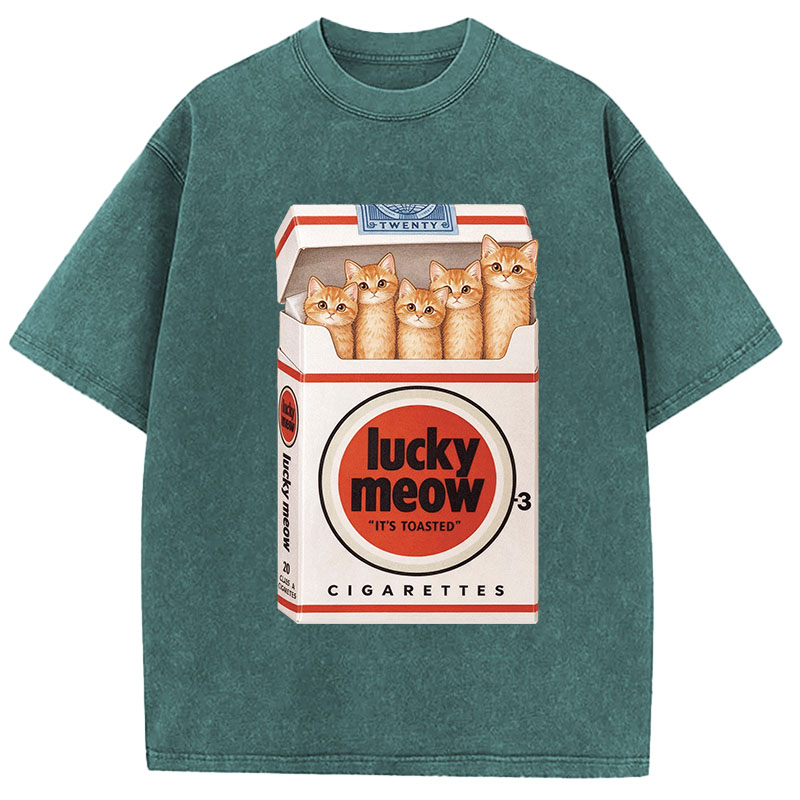 Tokyocanvas Lucky Meow Washed T-Shirt