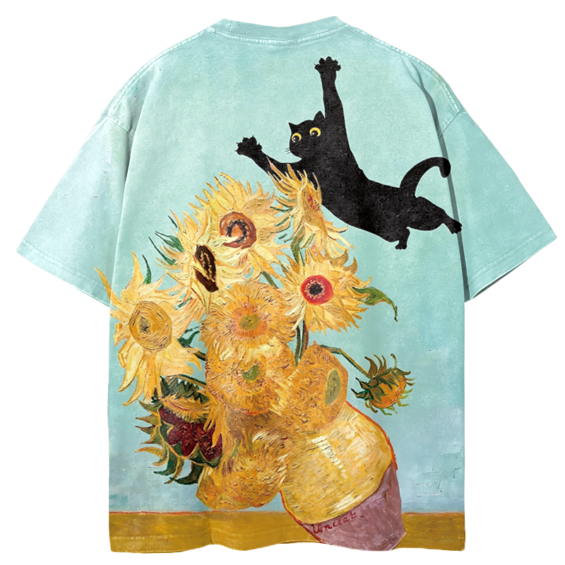 Tokyocanvas Flying Black Cat Graphic Print T-Shirt