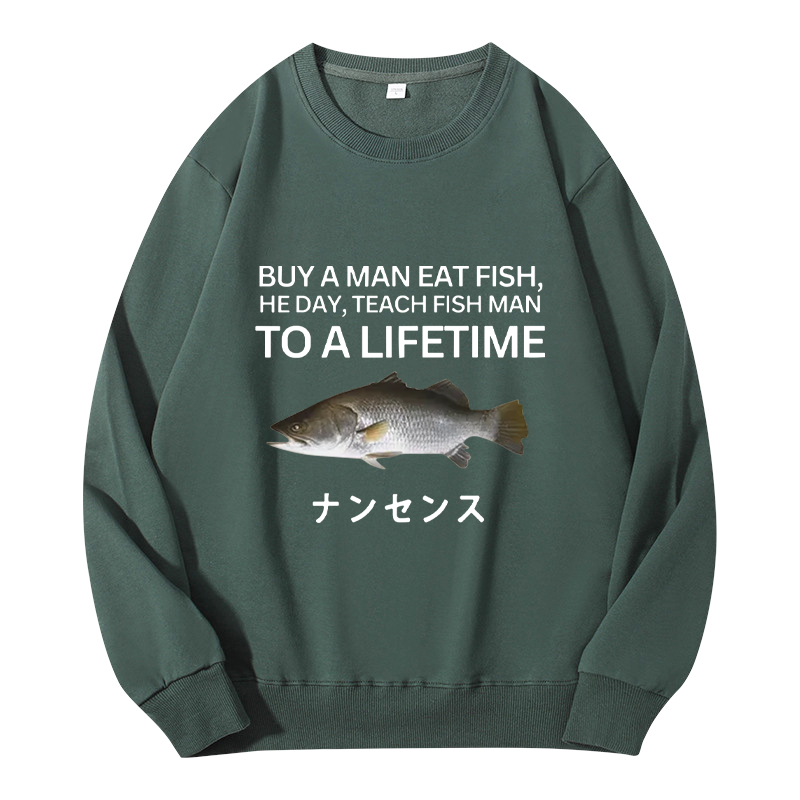 Tokyocanvas Buy a Man Eat Fish Classic Sweatshirt