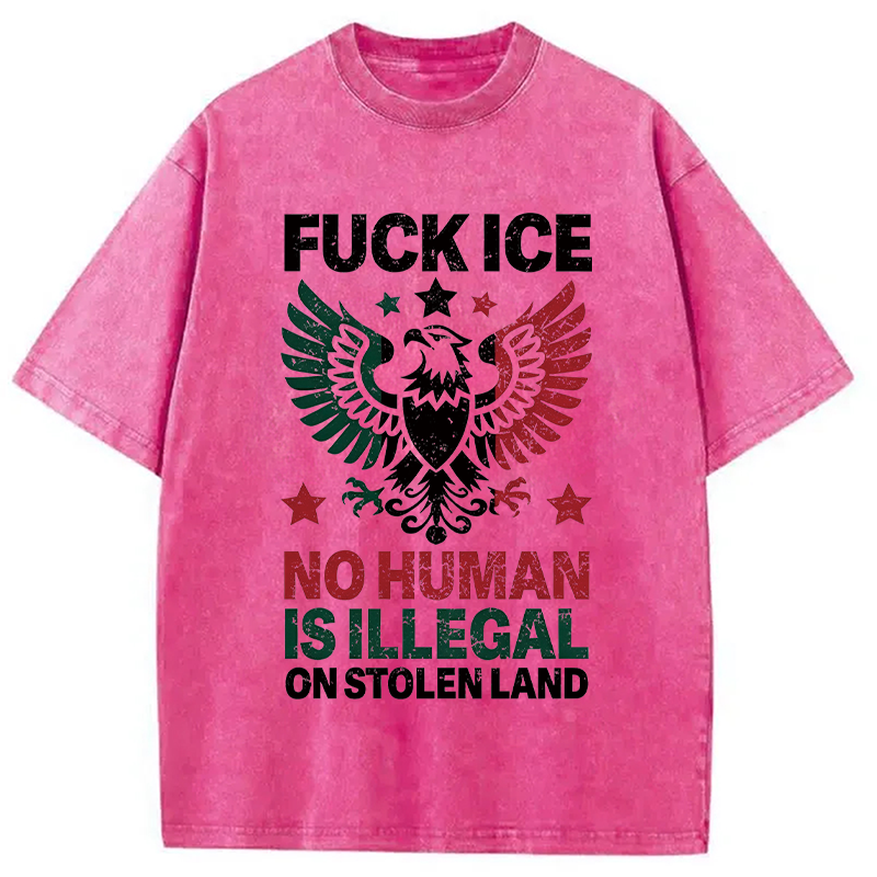 Tokyocanvas No Human is Illegal Washed T-Shirt