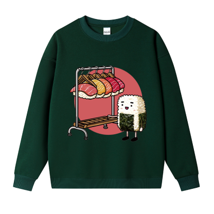 Tokyocanvas Sushi Choosing A Hat Fleece Lined Sweatshirt