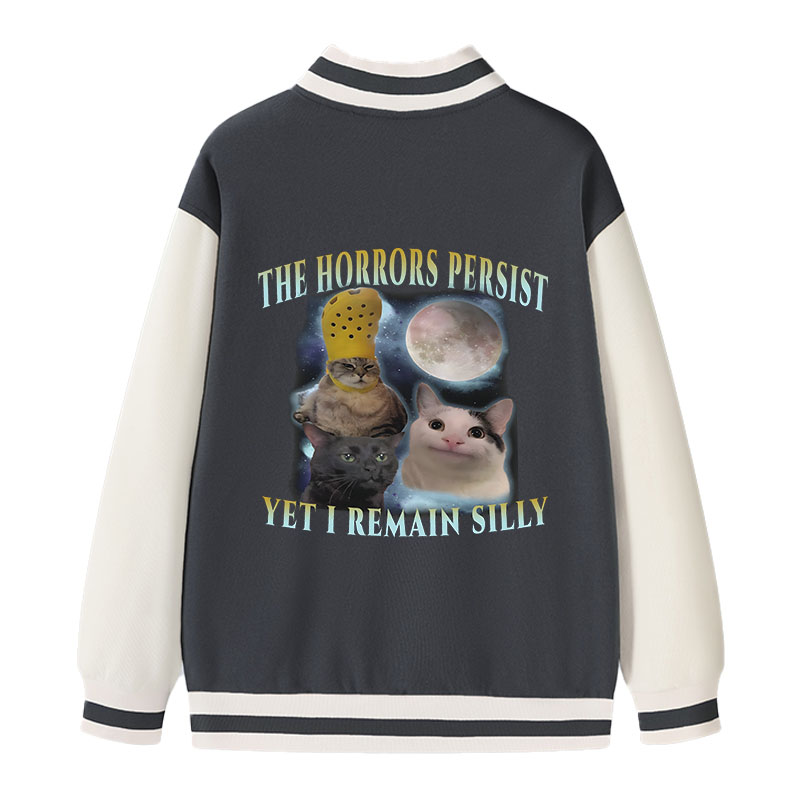 Tokyocanvas The Horrors Persist Yet I Remain Silly Cat Varsity Jacket