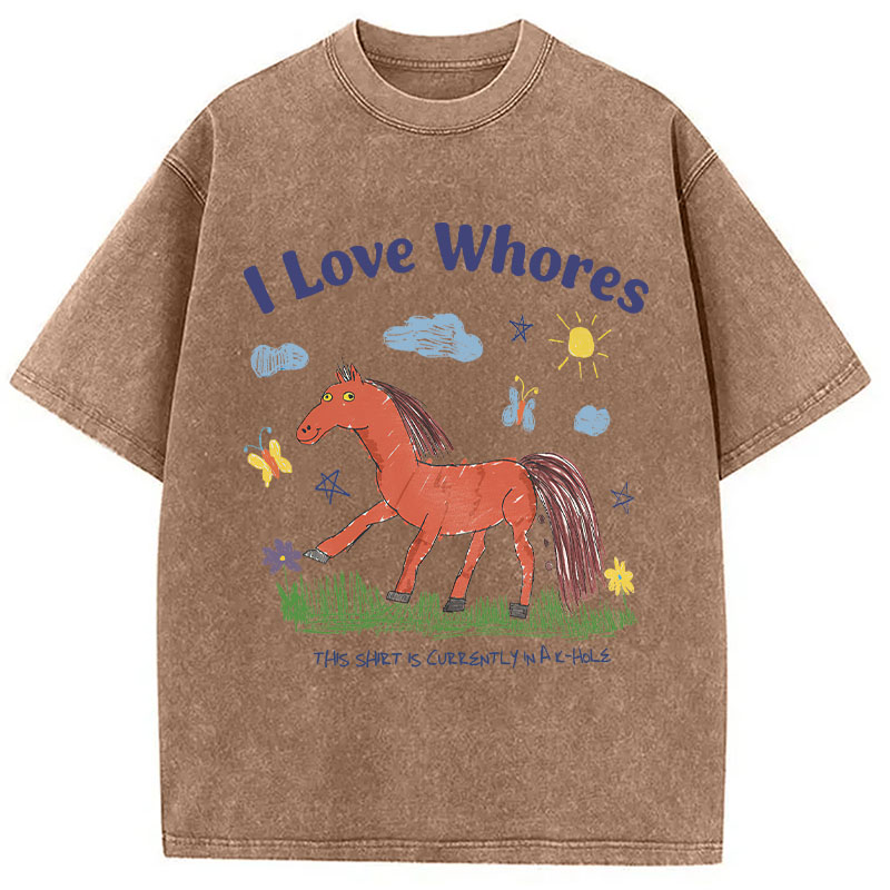 Tokyocanvas I Love Whores Meme Washed T-Shirt