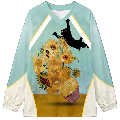 Tokyocanvas Flying Black Cat Long Sleeve Graphic Print T-Shirt