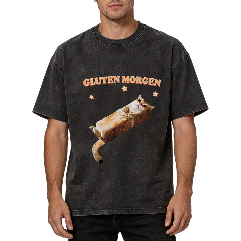 Tokyocanvas Gluten Morgen Cat Washed T-Shirt