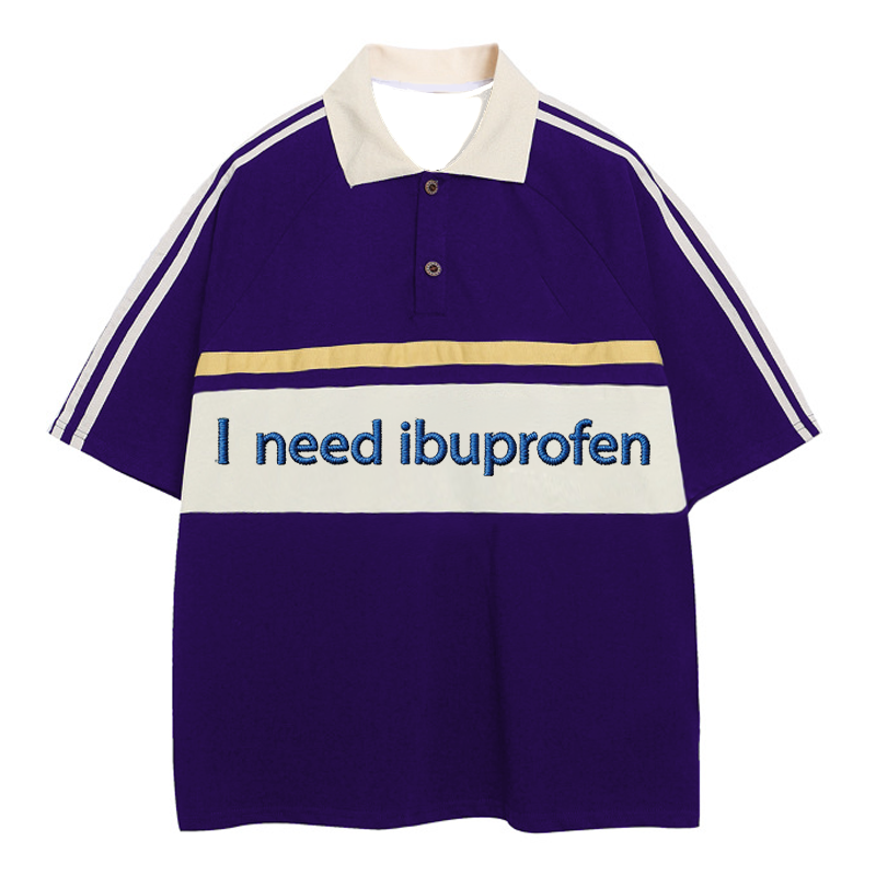 Tokyocanvas I Need Ibuprofen Polo Embroidered T-Shirt