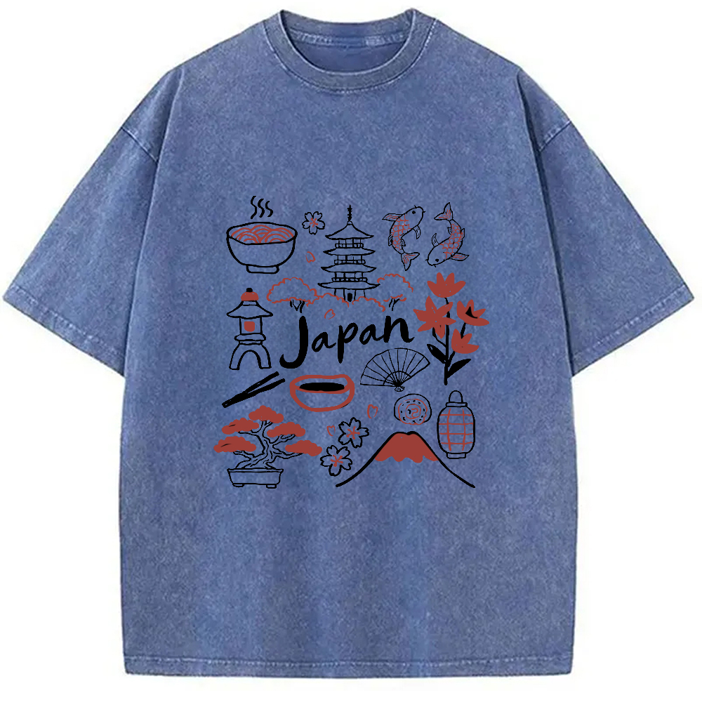 Tokyocanvas Japanese Cultural Elements Vintage Washed T-Shirt