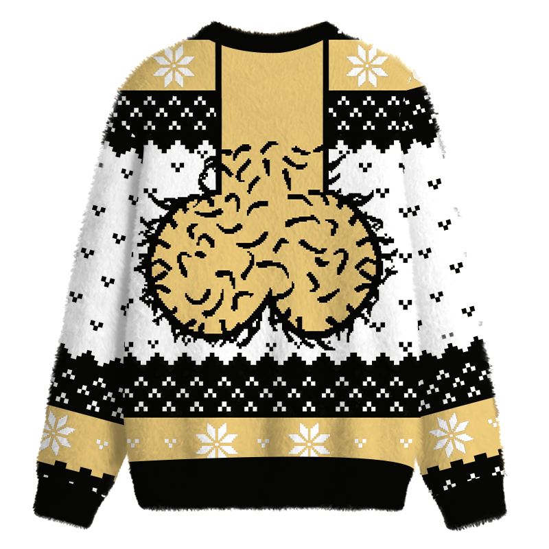 Tokyocanvas Hilarious Naughty White Fuzzy Christmas Ugly Sweatshirt