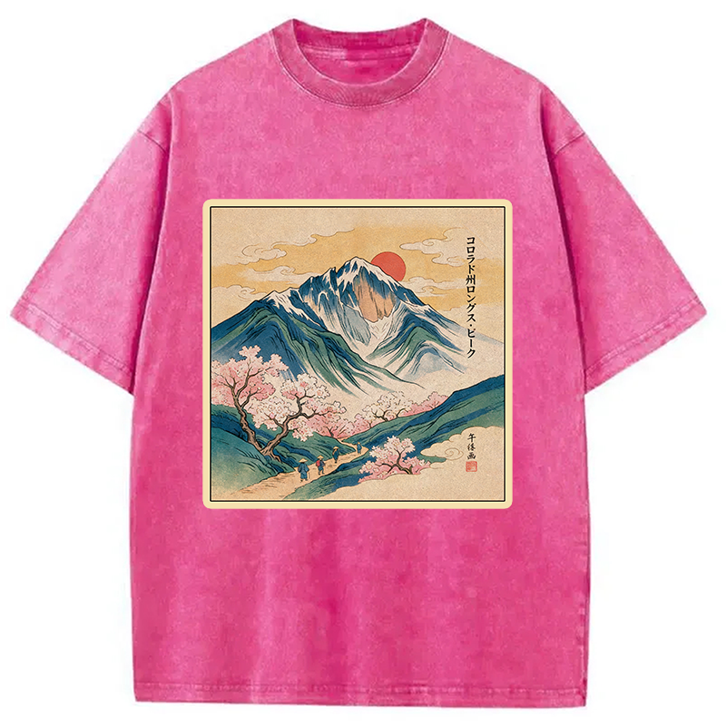 Tokyocanvas CVintage Japanese Mountain Sakura Washed T-Shirt