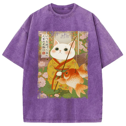 Tokyocanvas The Tale of Cat and Fish Washed T-Shirt