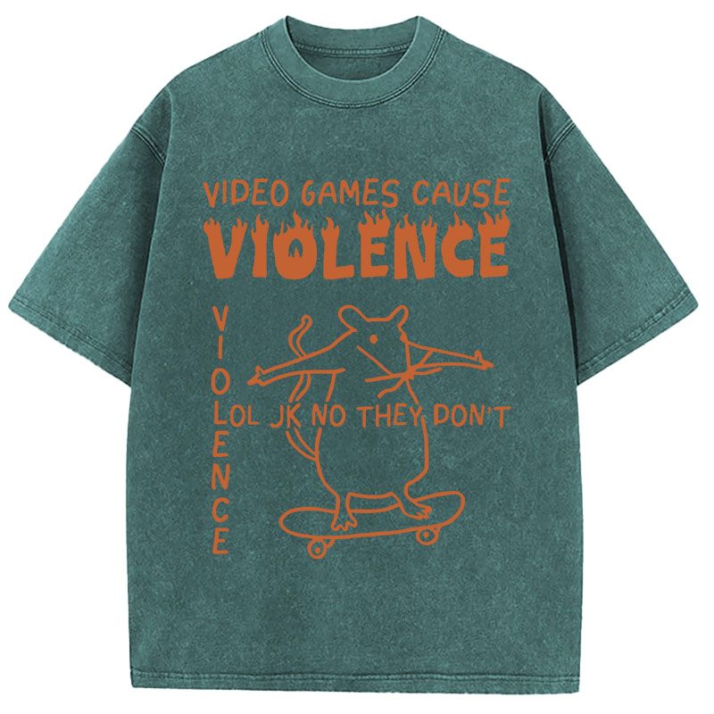 Tokyocanvas Video Games Cause Violence Washed T-Shirt