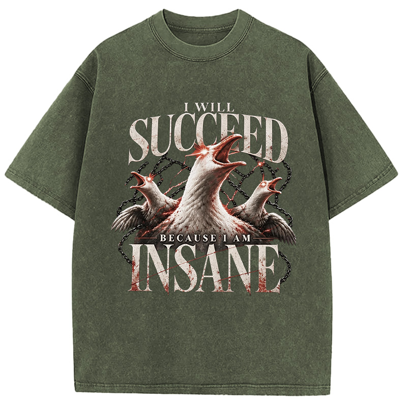 Tokyocanvas I Will Succeed Because I Am Insane Washed T-Shirt