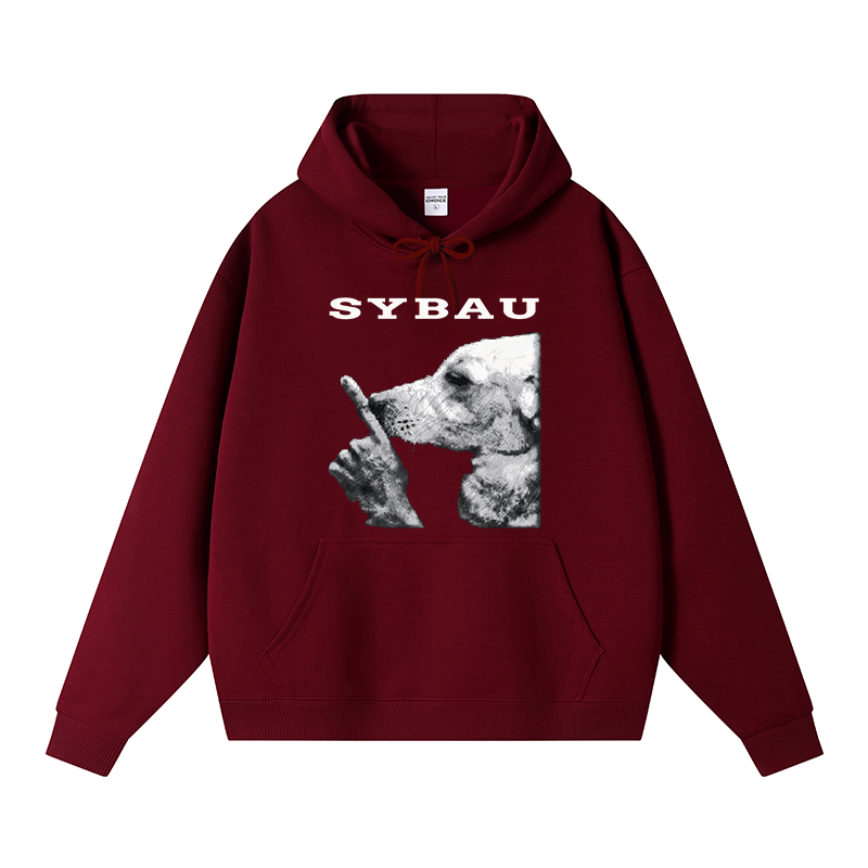 Tokyocanvas Dog Shush Meme Fleece Lined Hoodie
