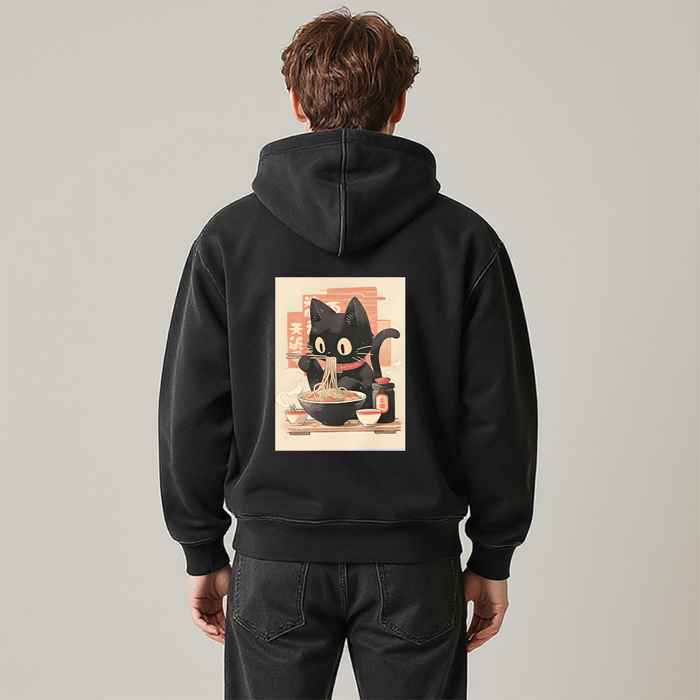 Tokyocanvas Ramen Black Cat Washed Zip Hoodie