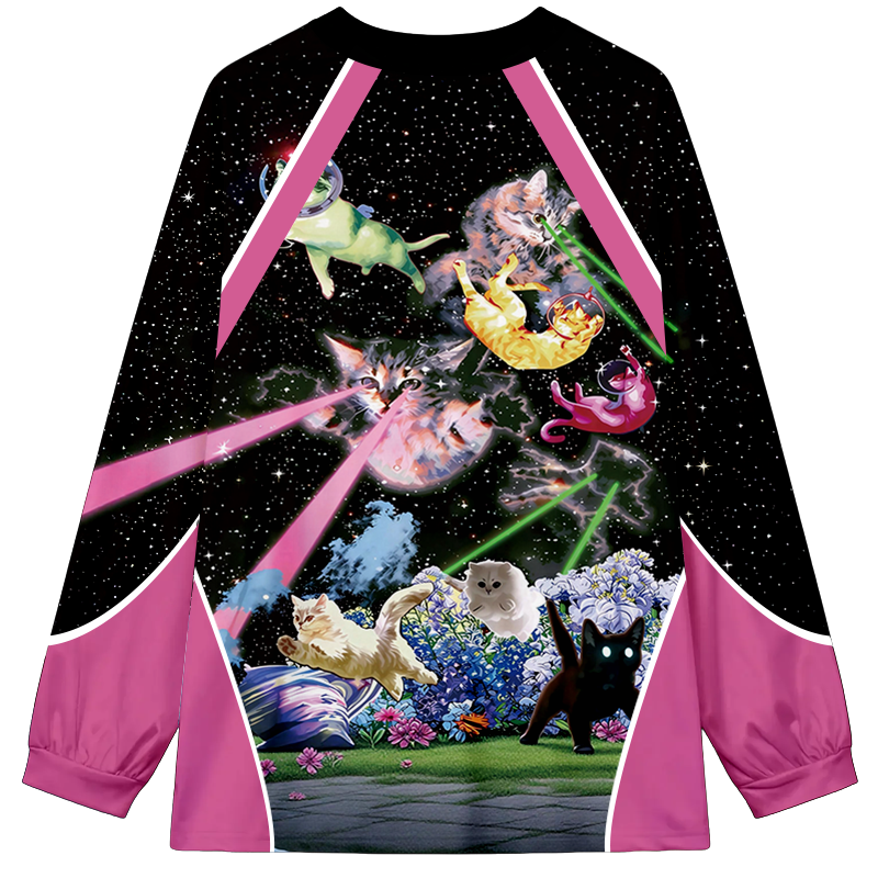 Tokyocanvas Fun Cat Long Sleeve Graphic Print T-Shirt