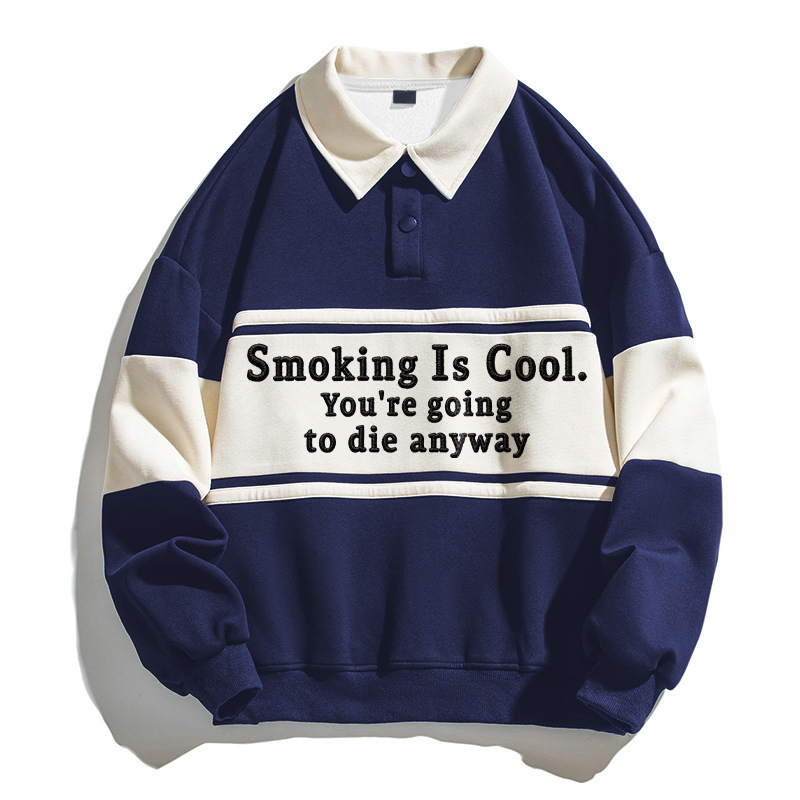 Tokyocanvas Just Smoking Polo Embroidered Sweatshirt