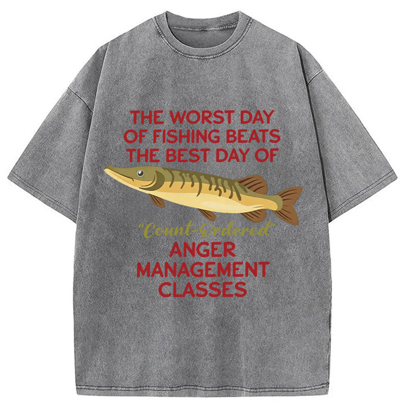 Tokyocanvas	 The Worst Day Of Fishing Beats DTG Printing Washed T-Shirt