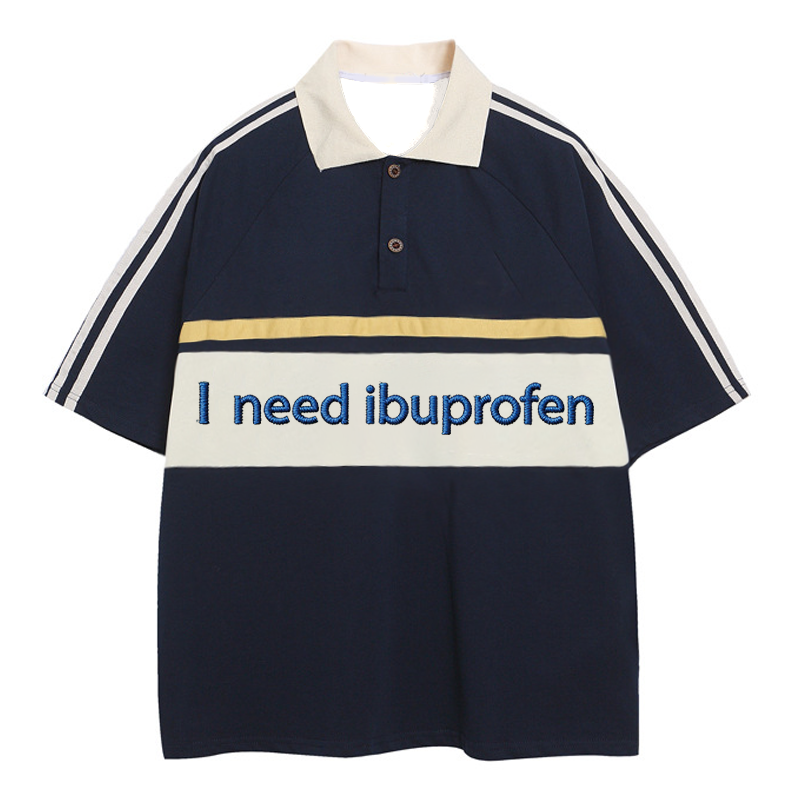 Tokyocanvas I Need Ibuprofen Polo Embroidered T-Shirt