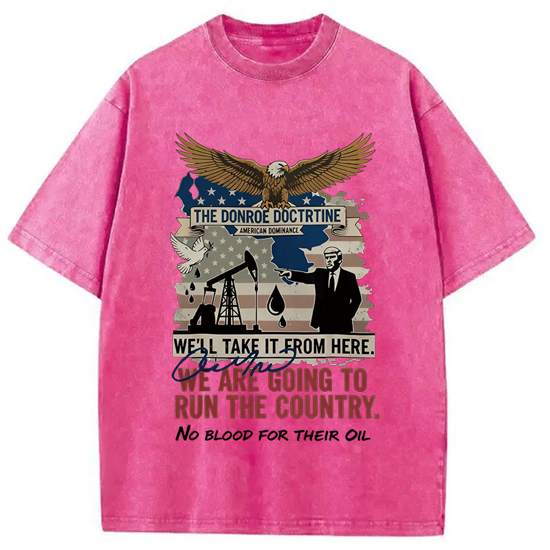 Tokyocanvas Donroe Doctrine Meme Washed T-Shirt