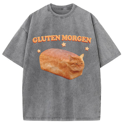 Tokyocanvas Silly Gluten Cat Washed T-Shirt