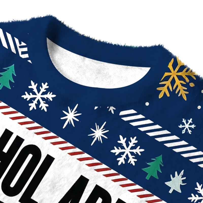 Tokyocanvas Alcohol Abuser Funny Blue Fuzzy Christmas Ugly Sweatshirt