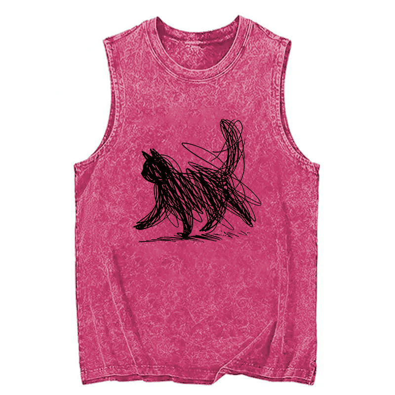Tokyocanvas Minimalist Cat Art Washed Tank