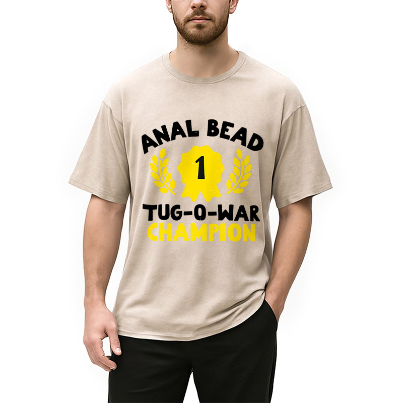 Tokyocanvas Bead Tug O War Champion Funny Washed T-Shirt
