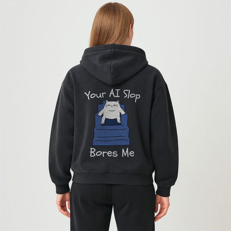 Tokyocanvas AI Slop Bores Me Washed Zip Hoodie