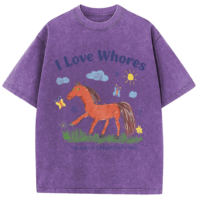 Tokyocanvas I Love Whores Meme Washed T-Shirt