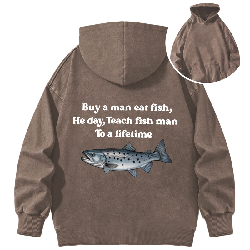 Tokyocanvas Buy A Man Eat Fsh Washed Hoodie