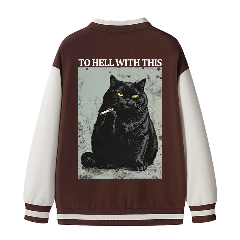 Tokyocanvas Fuck This Shit Black Cat Varsity Jacket