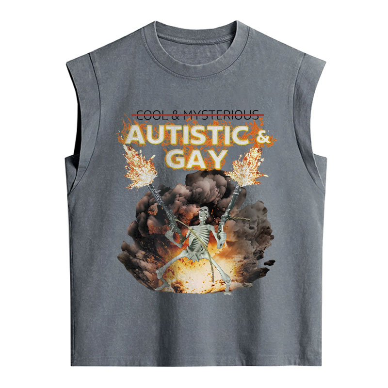 Tokyocanvas Autistic and Gay Skeleton Explosion Sleeveless Tank