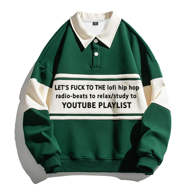 Tokyocanvas Listen To Hip Hop Beats Polo Embroidered Sweatshirt