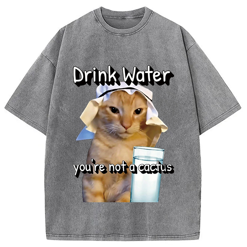 Tokyocanvas Drink Water Washed T-Shirt