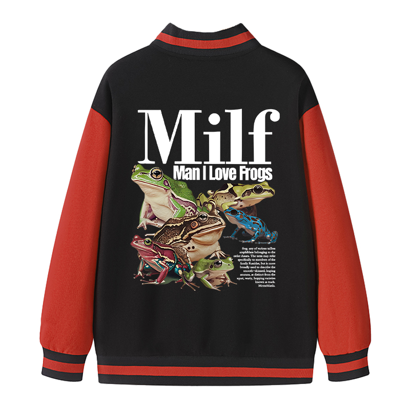 Tokyocanvas Man I Love Frogs Meme Varsity Jacket