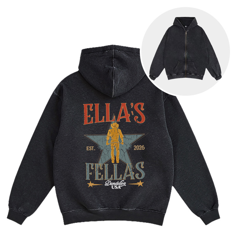 Tokyocanvas Vintage Ellas Fellas 90s Washed Zip Hoodie