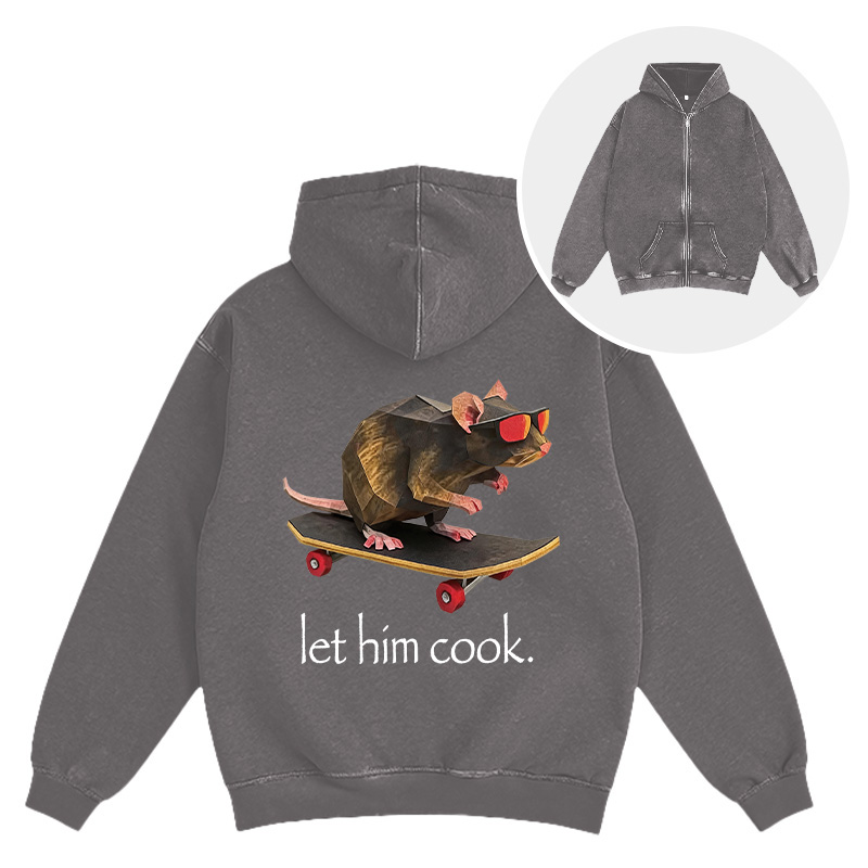 Tokyocanvas Rat Skateboard Cook Washed Zip Hoodie